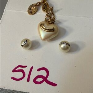 Y2K Juicy Couture Gold and Cream Heart Necklace 512